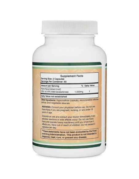 Cápsulas de Kava Kava 1000mg Double Wood - 120 unidades