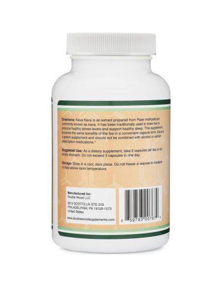 Cápsulas de Kava Kava 1000mg Double Wood - 120 unidades