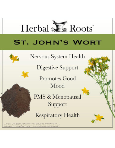 Suplemento Orgánico de Hierba de San Juan y Ashwagandha Herbal Roots - 113g