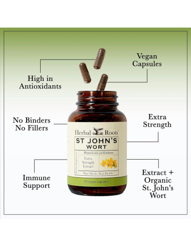 Suplemento Orgánico de Hierba de San Juan y Ashwagandha Herbal Roots - 113g