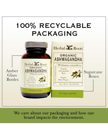 Suplemento Orgánico de Hierba de San Juan y Ashwagandha Herbal Roots - 113g