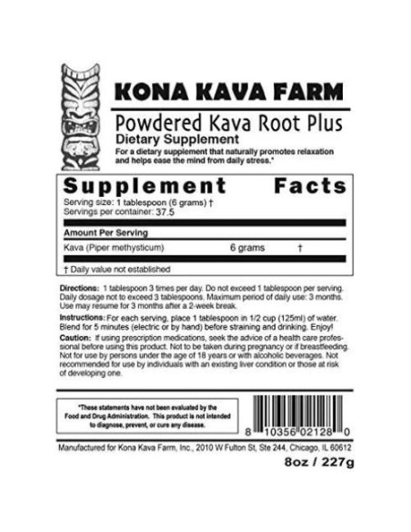 Raíz de Kava Noble en Polvo Kona Kava Farm 226.8 g