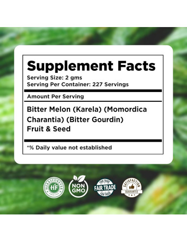 Polvo de Melón Amargo Karela 454g - Rico en Vitamina C, Vegano