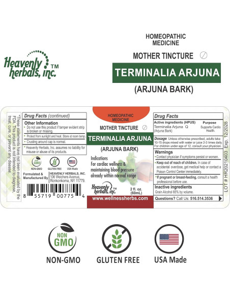 Tintura Madre Homeopática Corteza de Arjuna 59 ml - Heavenly Herbals