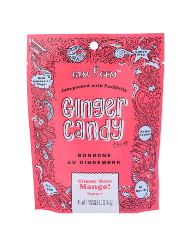 Caramelo Masticable de Jengibre Gem Gem Sabor Mango 184g