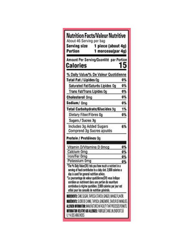 Caramelo Masticable de Jengibre Gem Gem Sabor Mango 184g