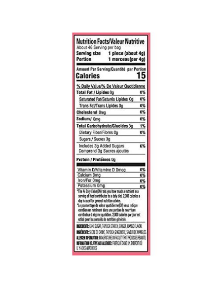 Caramelo Masticable de Jengibre Gem Gem Sabor Mango 184g