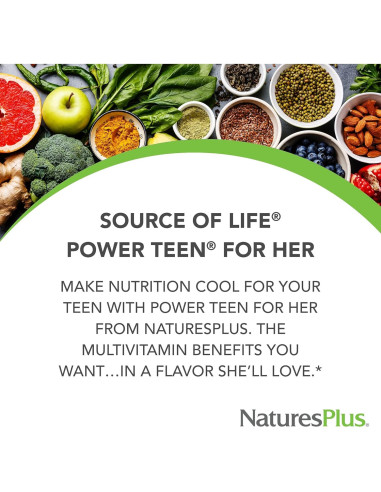 Multivitamínico Masticable Natures Plus Poder Adolescente 120 Tabletas