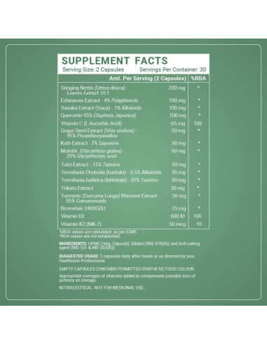 Suplemento Desintoxicante Pulmonar INLIFE - 60 Cápsulas Naturales