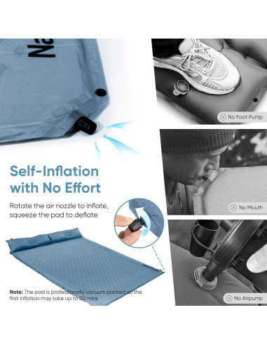 Almohadilla Autoinflable Naturehike D02 Completa Azul 196x132cm
