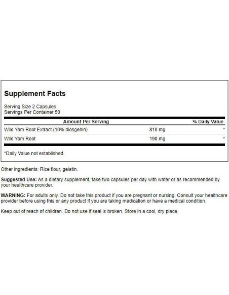 Raíz de YAM Silvestre Swanson 100 Cápsulas 1000 mg