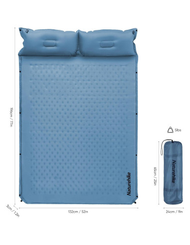 Almohadilla Autoinflable Naturehike D02 Completa Azul 196x132cm