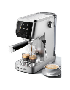 Cafetera Espresso AMZCHEF 20 Bar Acero Inoxidable 1.3L