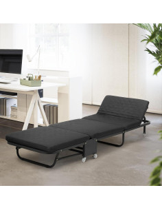 Cama Plegable Magshion 180x66 cm con Colchón Ajustable Negro 2