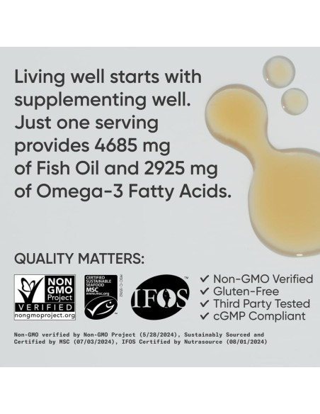 Aceite de Pescado Omega-3 Sports Research 4685mg Limón 240ml