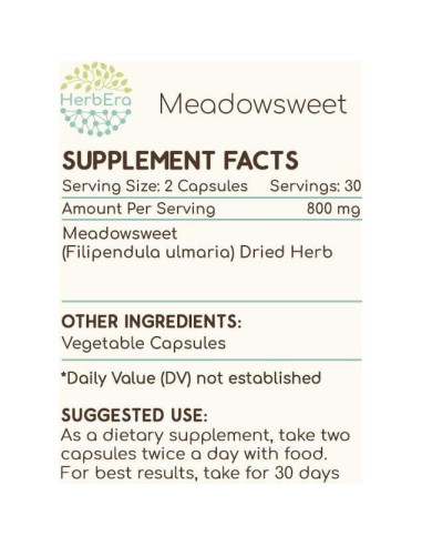 Cápsulas de Hierba Meadowsweet 400 mg - HerbEra 60 Unidades
