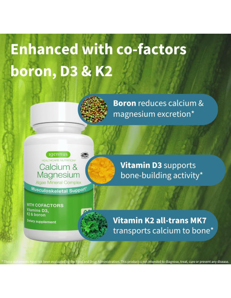 Suplemento Vegano de Calcio y Magnesio Igennus 60 Tabletas