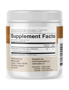 Polvo de Hongo Cordyceps Naturealm 59.5g - Energía y Enfoque 2