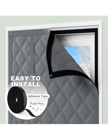 Aislamiento Térmico para Ventanas AGHITG 66x97 cm Gris