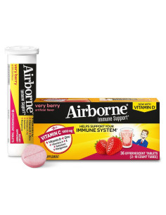 Tabletas efervescentes Airborne 1000mg Vitamina C Very Berry 36 unidades