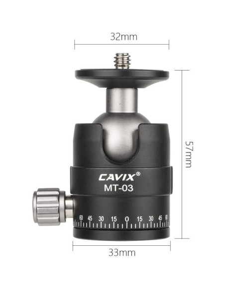 Cabezal de bola panorámico CAVIX MT-03 para trípode 5 kg