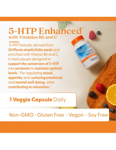 Suplemento 5-HTP Doctor's Best con B6 y C, 120 Cápsulas