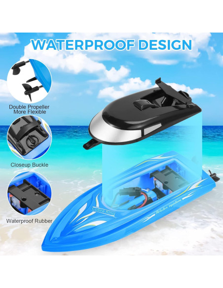 Paquete de 2 Barcos RC Lumiparty - Alta Velocidad 2.4GHz