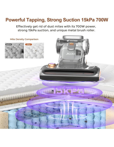 Aspiradora de Cama JIGOO T600 con Luz UV-C 700W 15Kpa