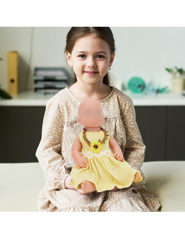 Ropa para muñeca 11-18" Miunana vestido amarillo con corona