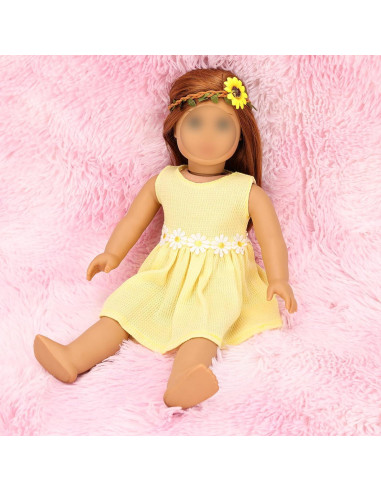 Ropa para muñeca 11-18" Miunana vestido amarillo con corona
