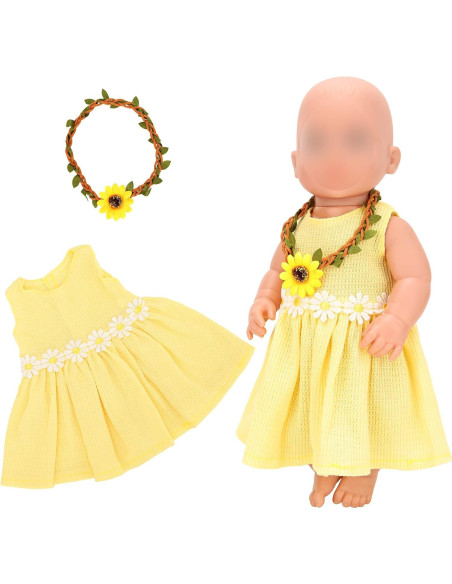 Ropa para muñeca 11-18" Miunana vestido amarillo con corona