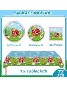 Juego de Vajilla de Fiesta de Granja Wjytddpu para 24 Invitados 2