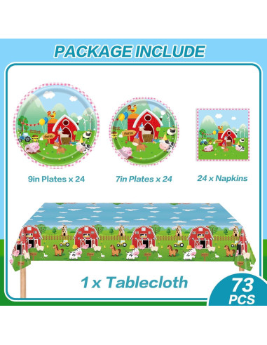 Juego de Vajilla de Fiesta de Granja Wjytddpu para 24 Invitados