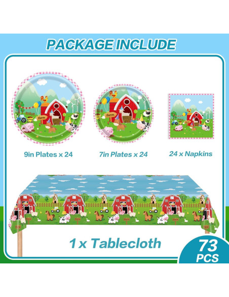 Juego de Vajilla de Fiesta de Granja Wjytddpu para 24 Invitados