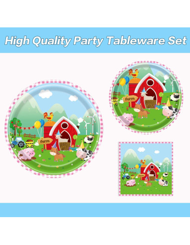 Juego de Vajilla de Fiesta de Granja Wjytddpu para 24 Invitados