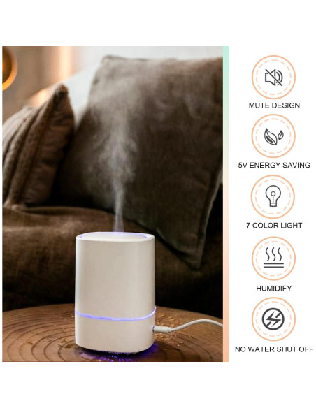 Difusor de Aromaterapia FUSMLI 150ml con Luz LED y USB