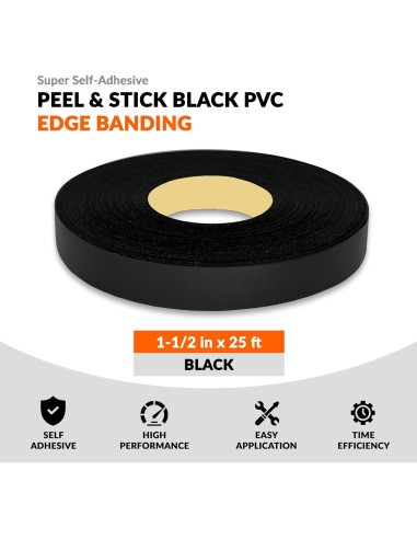 Banda de borde autoadhesiva PVC negra 3.81 cm x 7.62 m Leyaflex
