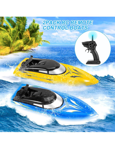 Paquete de 2 Barcos RC Emorefun 2.4 GHz para Niños y Adultos