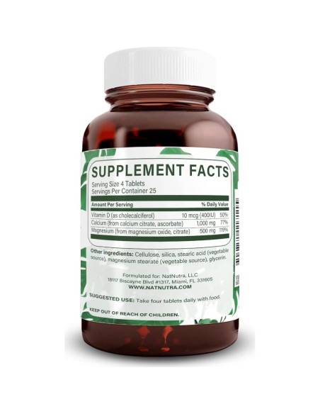 Suplemento Calcio Magnesio Natural Nutra 100 Tabletas Veganas