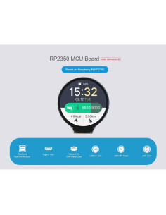 Placa MCU Waveshare RP2350 con LCD 1.28" 240x240 IPS 2