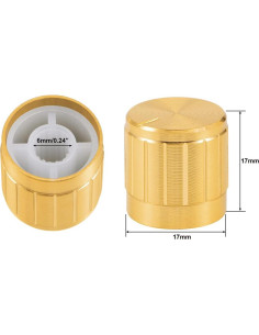 Perillas de Potenciómetro uxcell 2 Pcs Doradas 17mm para Guitarra 2