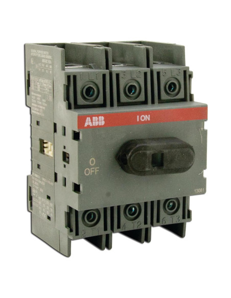 Desconectador Sin Fusible ABB OT60F3 60A 3 Polos Negro