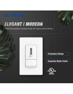 Interruptor Regulador ELEGRP Blanco Mate 150W LED/CFL/Incandescente 2