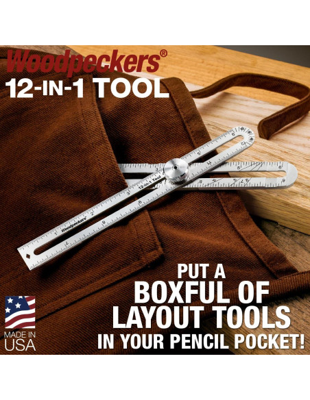 Herramienta de Diseño 12 en 1 Woodpeckers, Acero Inoxidable