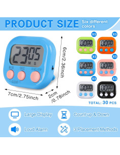 30 Temporizadores Digitales Magnéticos DISWALE - Pantalla LCD 2