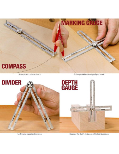 Herramienta de Diseño 12 en 1 Woodpeckers, Acero Inoxidable