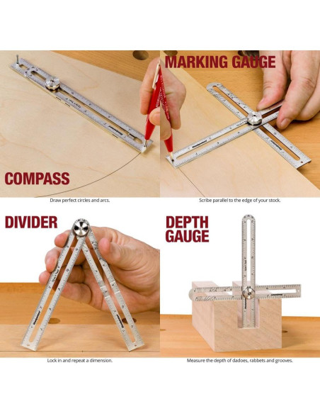 Herramienta de Diseño 12 en 1 Woodpeckers, Acero Inoxidable