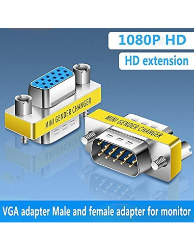 Adaptador VGA Macho a Hembra LNHCAW - Paquete de 3
