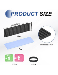 Disipador de Calor PATIKIL para M.2 2280 NVMe SSD Negro 2