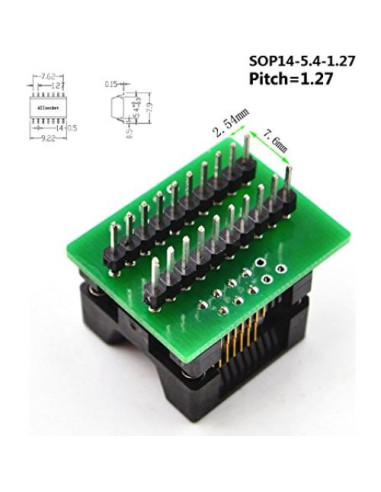 Adaptador de Programación SOP14 a DIP14 ALLSOCKET 1.27mm